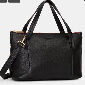 Hammitt Black Leather Shoulder Bag with Red Accents